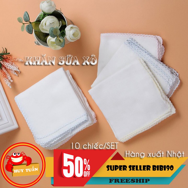 SET 10 chiếc khăn sữa xô mềm mịn xuất Nhật cho trẻ sơ sinh loại trắng bibi90