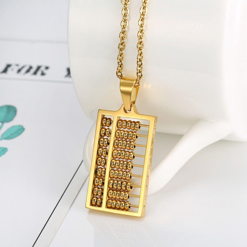Vòng cổ Bằng Thép Không Gỉ 18K Hình Bàn Tính Độc Đáo