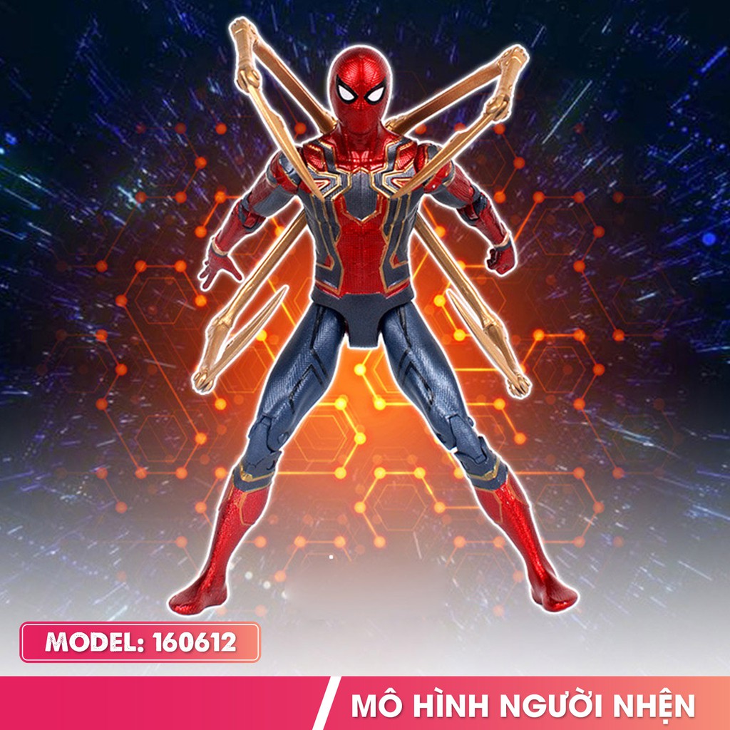 Đồ chơi mô hình người nhện Spider Man 160612 trong bộ giáp Iron Spider kèm đế nhựa có đèn