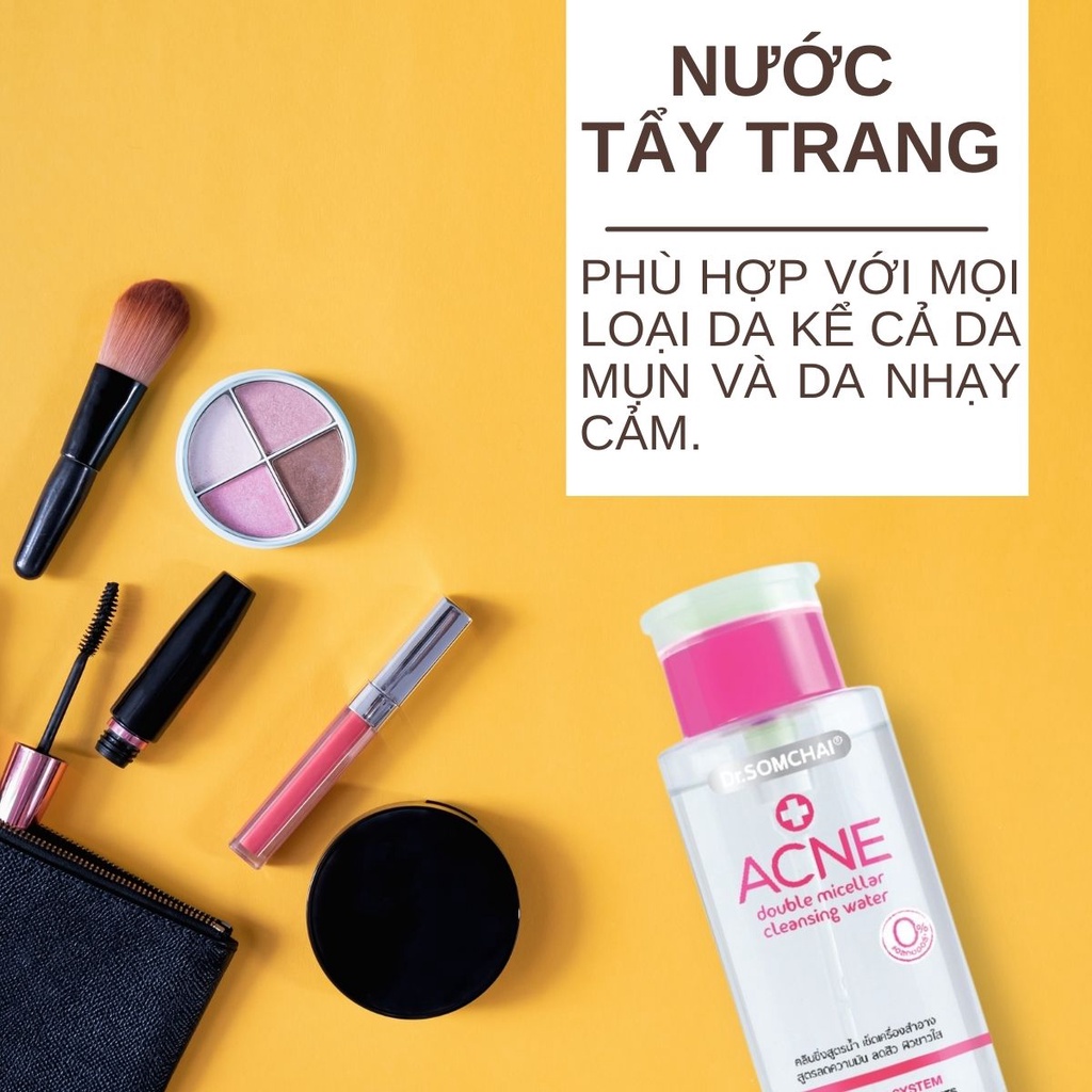 Nước tẩy trang DR.SOMCHAI ACNE DOUBLE MICELLAR ngừa mụn và kiểm soát dầu