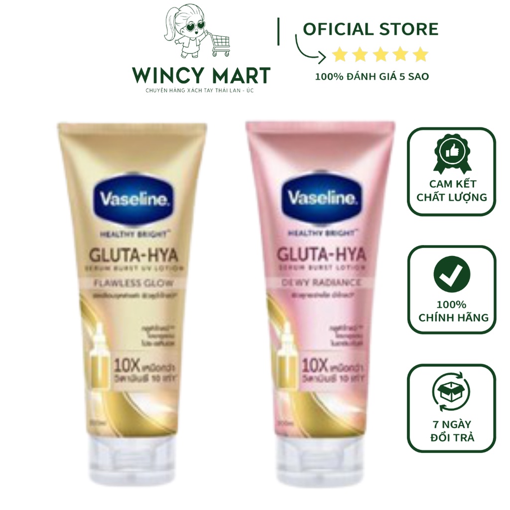 Sữa Dưỡng Thể Trắng Da Vaseline Healthy Bright Gluta HYA Serum Burst Lotion 10X Thái Lan 330ml -Wincy Mart Shop