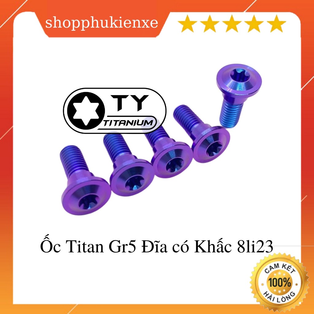 Ốc Titan GR5 Ốc Đĩa có Khấc 8li23 dành cho xe Honda và các dòng khác cùng kích thước