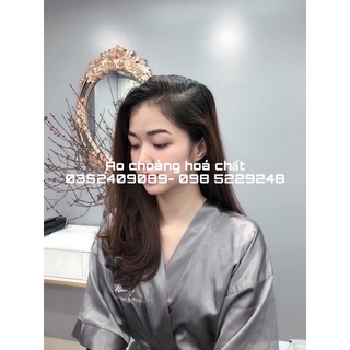 áo choàng lụa satin màu ghi salon-spa-makeup