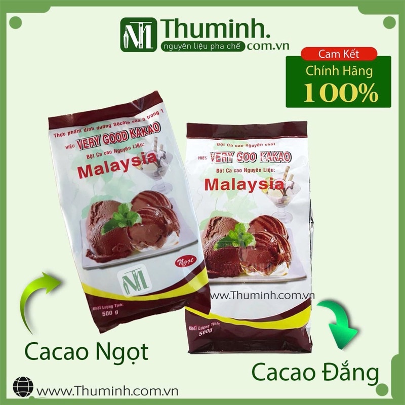 Bột Cacao Malaysia Đắng, Ngọt gói 500gr