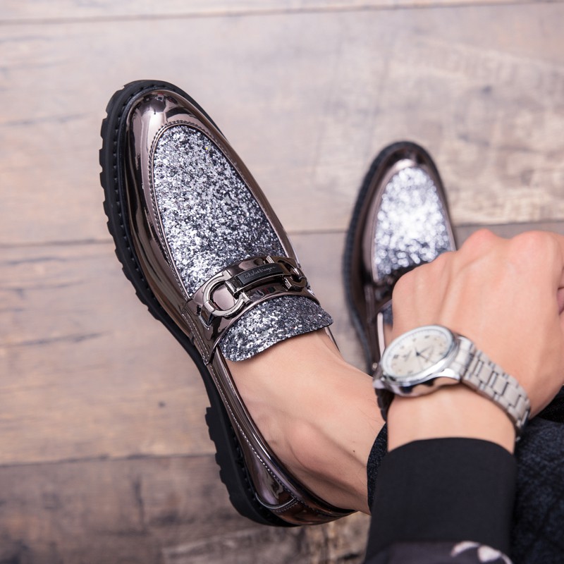 Giày sang trọng mới thiết kế độc đáo sáng bóng thích hợp đi tiệc cho nam