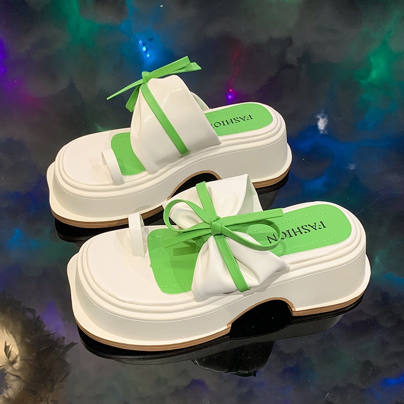 Xăng đan Đế Dày Đính Nơ Thời Trang Cho Nữ