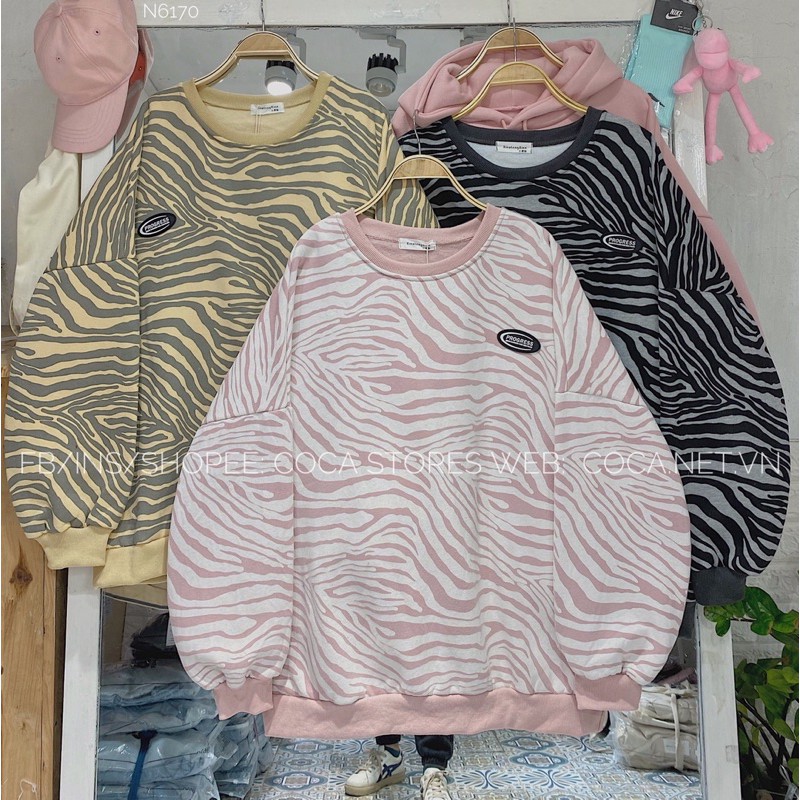 [N6170]🦓🦓🦓 Áo nỉ SWE vằn logo cao su PROGRESS siêu dày (Có sẵn/ảnh thật) | BigBuy360 - bigbuy360.vn