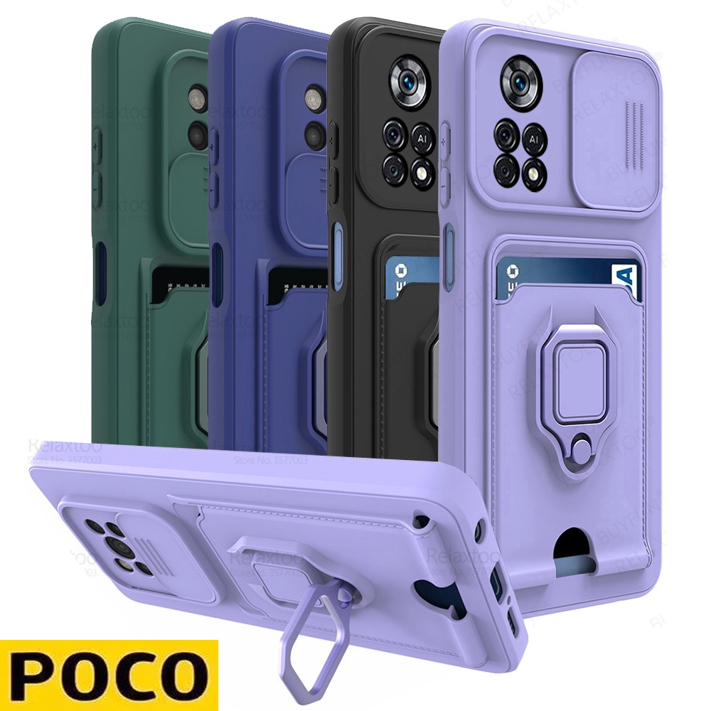 Poco X3 Pro Poco X4 Pro Poco M3 Pro Poco M4 Pro 5G Vỏ điện thoại silicon mềm chống va đập đa chức năng có đế
