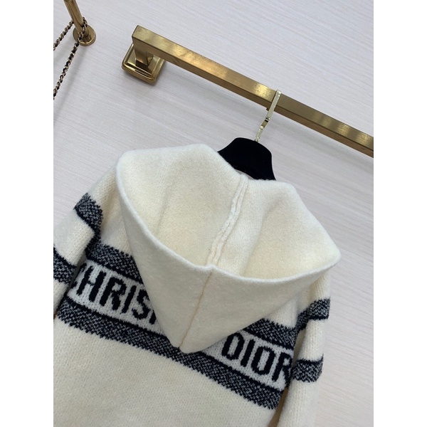 Áo khoác len kéo khoá có mũ thương hiệu thời trang cao cấp Dior CD