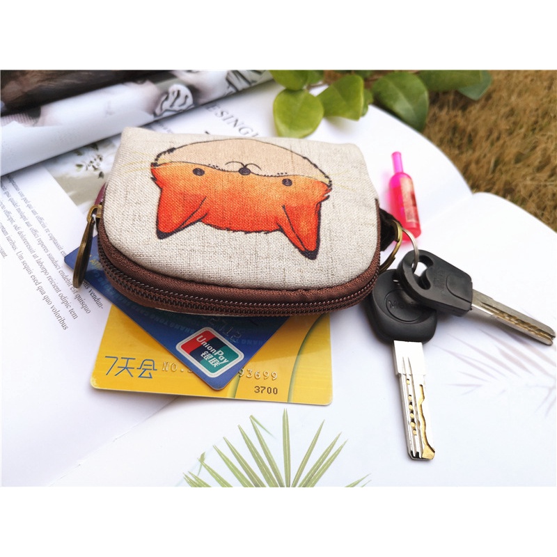 (TH11) Ví Mini, Ví Đựng Tiền, Ví Móc Khóa Chìa Khóa Họa Tiết Đáng Yêu