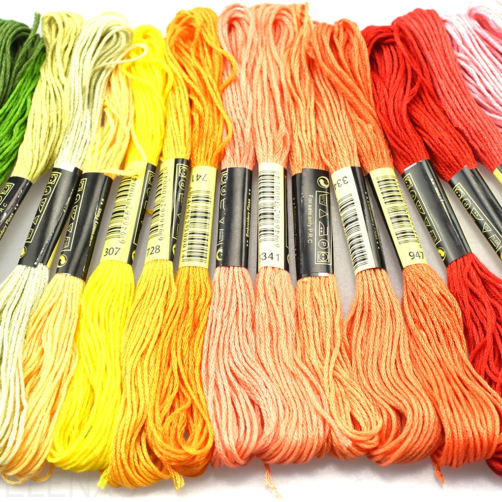 Chỉ cotton thêu dùng thêu chữ thập đan len thủ công DIY màu sắc ngẫu nhiên