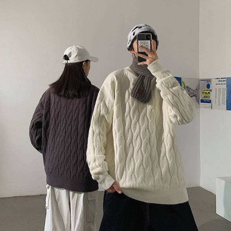 Áo sweater Dệt Kim Tay Dài Dáng Rộng Kiểu Hàn Quốc Thời Trang Thu Đông Cho Các Cặp Đôi