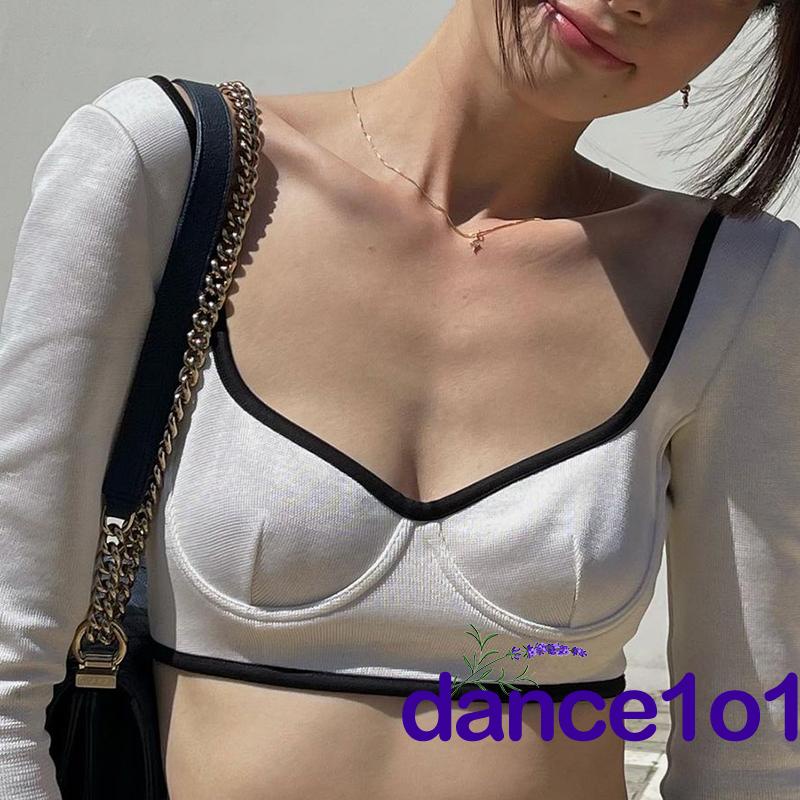 Áo tay dài cổ chữ V màu sắc tương phản thời trang mùa hè cho nữ