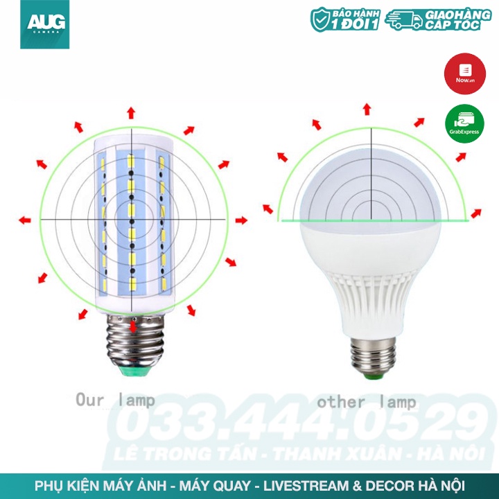 Bóng Đèn Led Đui e27, Bóng Đèn LED Bắp Ngô E27 60-120w Siêu Sáng - Hỗ trợ chụp ảnh, Quay phim sản phẩm - AUG Camera