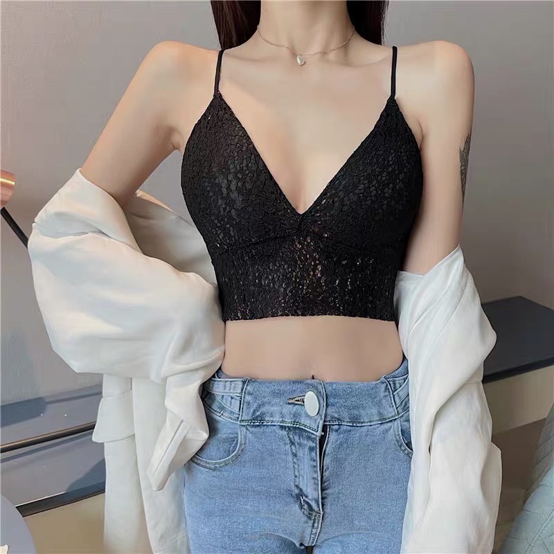 Áo Bra Ren Hoa Nhí 2 Dây Lưng Chun Trắng Đen Siêu Xinh Áo Croptop Thời Trang Mainia Shop