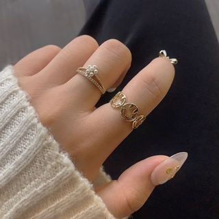 smile face golden Hip hop ring fashion ring female adjustable ring