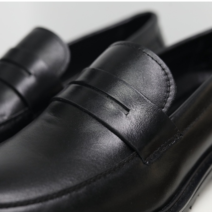 Giày Penny Loafer Black Hood - Da bò nhập khẩu cao cấp - Đế phíp gỗ 4cm - Bảo hành 12 tháng