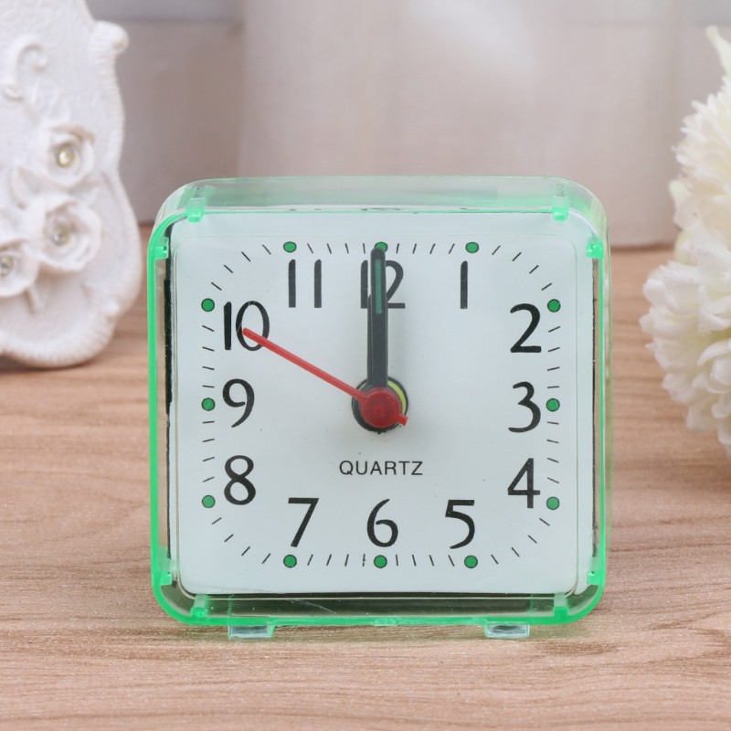 Đồng hồ báo thức mini để bàn hình vuông bằng nhựa