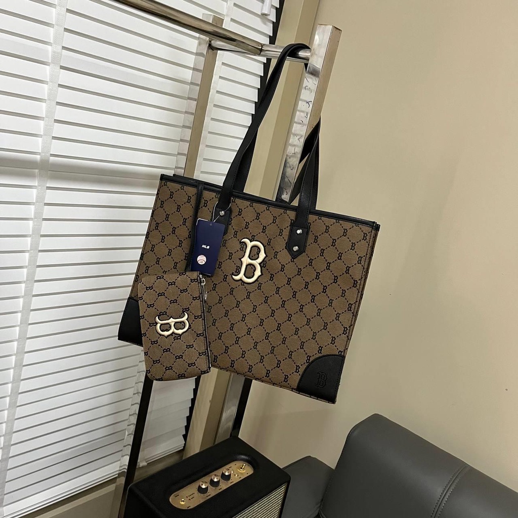 ✅  Túi MLB Monogram Diamond Jacquard TOTE Bag Boston Red Sox  HÀNG CHUẨN 1:1