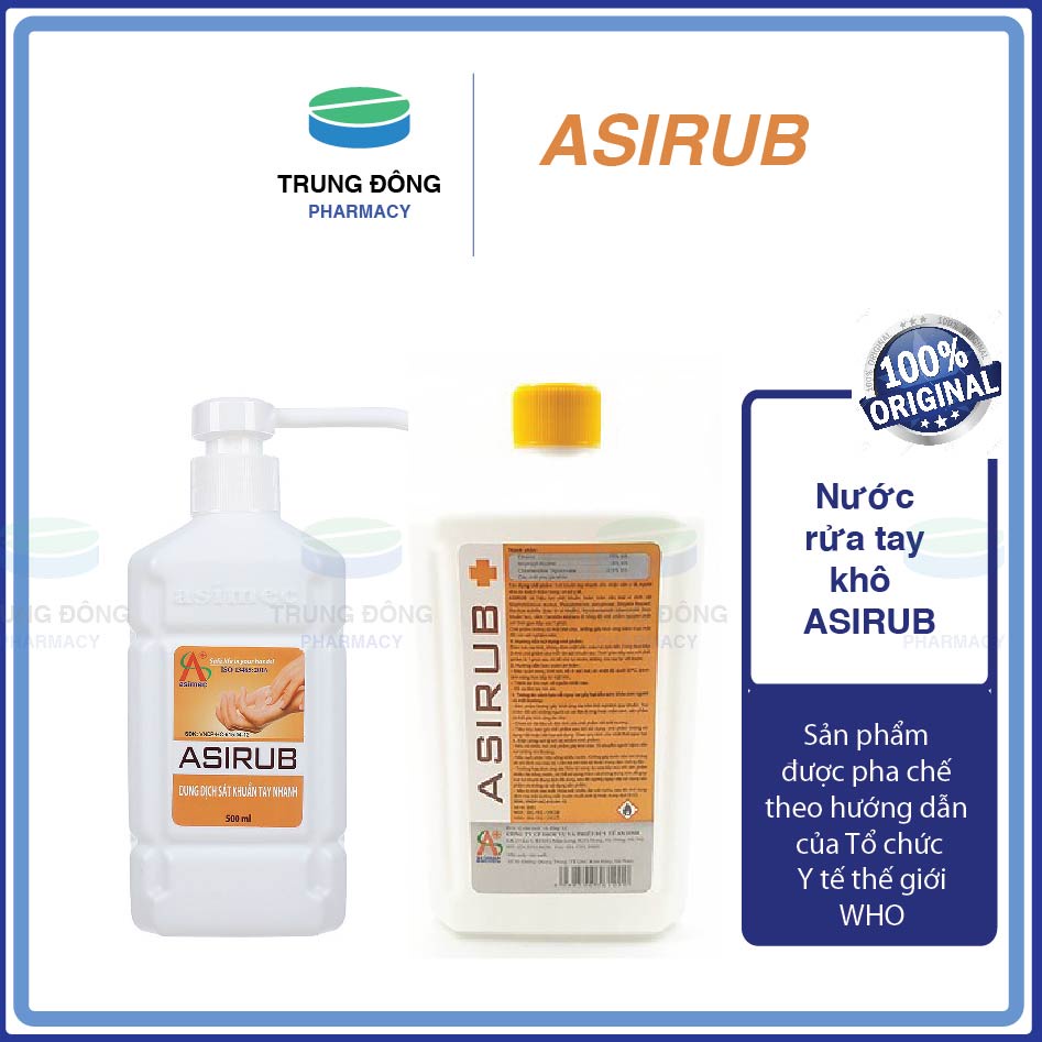 Nước Rửa Tay Khô  diệt sát khuẩn ASIRUB phòng chống dịch - Trung Đông Pharmacy