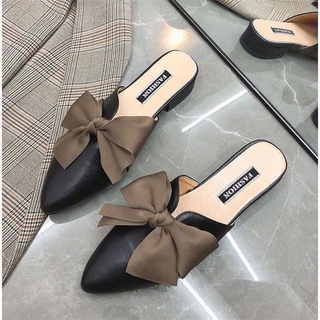  Dép sục mũi nhọn thắt nơ xinh đế vuông 3 phân hot hit 