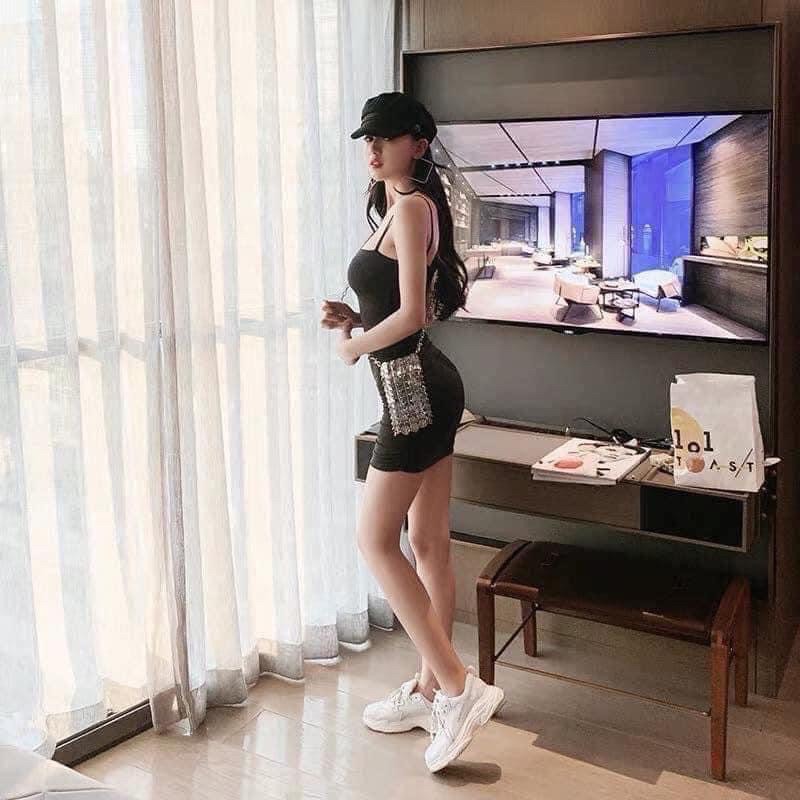 (QUÀ TẶNG LÀ DÂY CỘT TÓC) Đầm 2 dây ôm body ❤️đầm nữ ôm❤️ chất len tăm