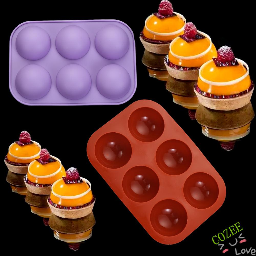 Khuôn làm bánh muffin muffin muffin muffin muffin 6 ngăn hình bán cầu bằng silicone không dính nhiều màu tùy chọn