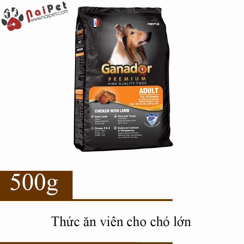 Thức Ăn Hạt Khô  Các Giống Chó Vị Gà Và Cừu Ganador 400g