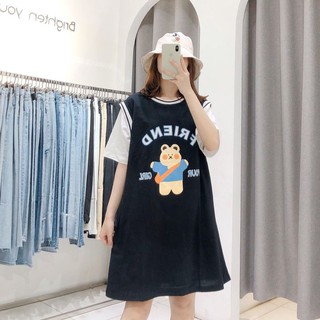 Đầm suông thể thao cá tính, hình gấu đáng yêu cute