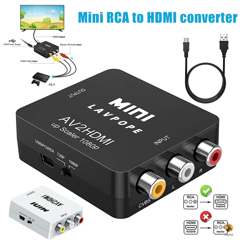 Bộ chuyển đổi RCA sang HDMI 1080P AV sang HDMI hỗ trợ PAL/NTSC PC Laptop