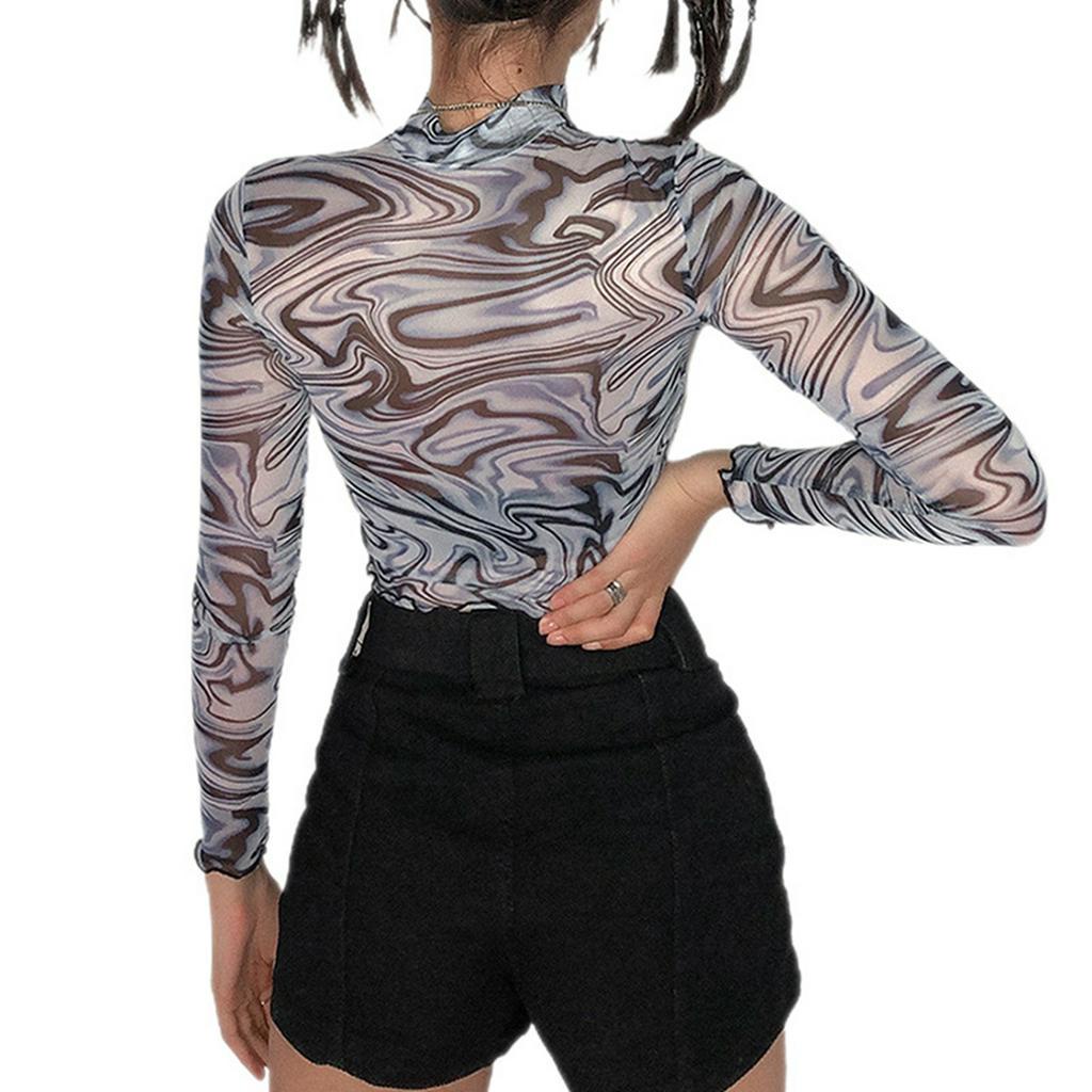 Áo Lửng Tay Dài Phối Lưới Thời Trang Dành Cho Nữ