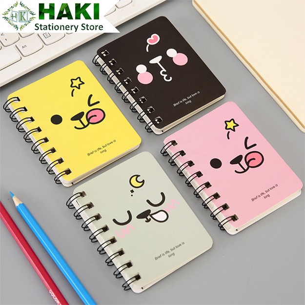 Sổ tay cute HAKI ghi chép bỏ túi tiện lợi, sổ mini gáy lò xo dễ thương S03