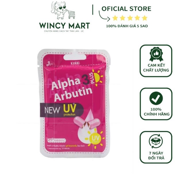 Viên Bột Kích Trắng (ngày)  Alpha Arbutin 3 Plus New Uv Vỉ 10 Viên Hàng Thái Lan Chính Hãng - Wincy Mart Shop