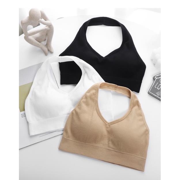 Áo Bra Softie Thun Tăm Hở Lưng Cổ Yếm Có Đệm Ngực V100