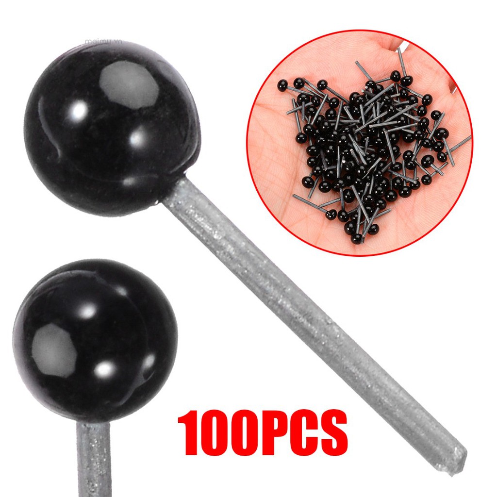 Set 100 Mắt Kính 2 / 3 / 4mm Hình Gấu Bông Mắt Đen