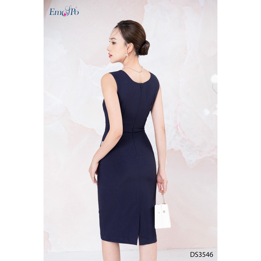 Đầm ôm khóa đồng thân trước mặt đá ở eo Emspo DS3546