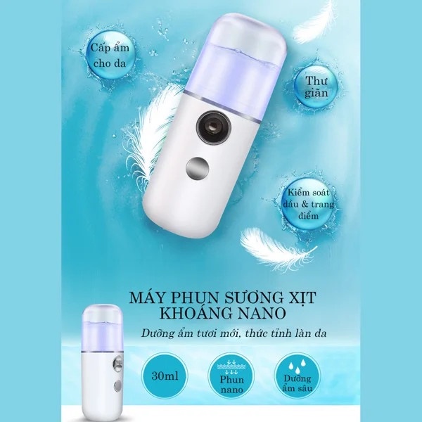 Máy xông mặt phun sương - xịt khoáng nano mini cầm tay kháng khuẩn giữ ẩm da tiện lợi Zoha