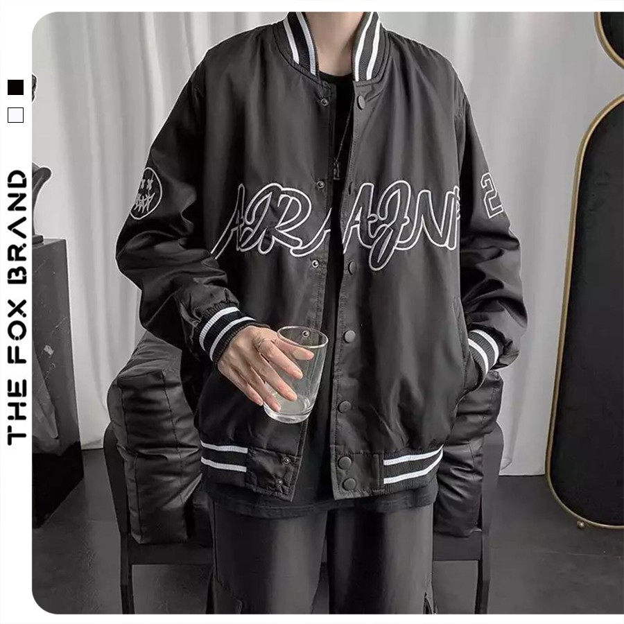 Áo khoác bomber bóng chày 2 lớp form rộng Unisex phong cách Ulzzang in hình 23 the fox