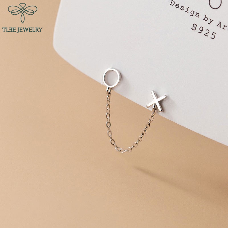 Khuyên tai bạc nữ TLEE x o tua dài cá tính TleeJewelry B0266
