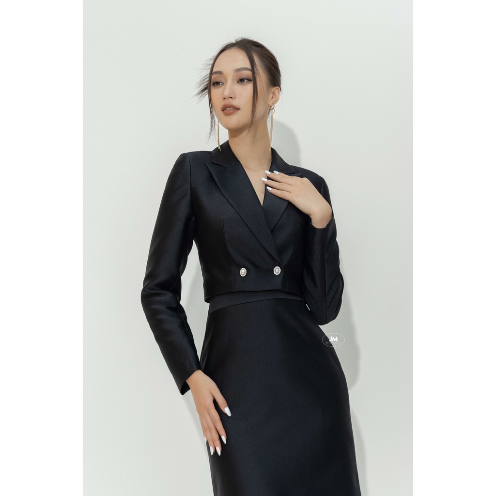 Áo Vest Lửng JM Đệm Vai Dày Dáng Croptop Dài Tay 5P04.2112KT