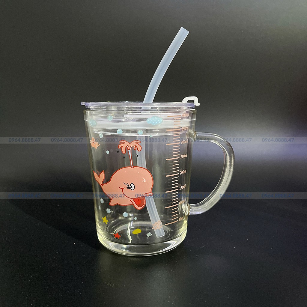 [CHÍNH HÃNG] Ly Thủy Tinh Chia Vạch, Ly Pha Sữa Chia Vạch 350ml, Nắp Chống Tràn, Tiện Lợi, Bền Đẹp | BigBuy360 - bigbuy360.vn