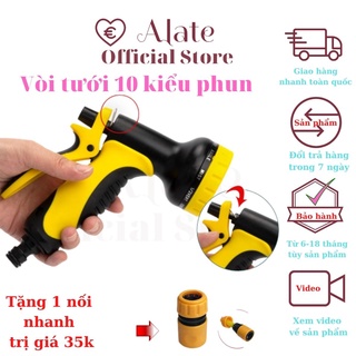 Vòi tưới cây 10 kiểu phun bằng nhựa ABS của Lionking Tonydx, tặng 1 nối nhanh vào dây ống nước bảo hành 6 tháng Alate