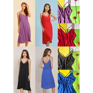 Đầm lụa 2 dây chéo ngực Infashion