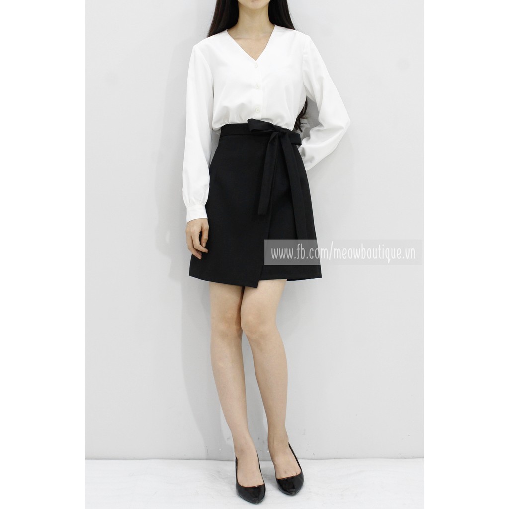 [Mã FADIRECT20 giảm 20K đơn 150K] [Hình thật tự chụp] Váy A thắt nơ, vạt đắp che bụng Meow Boutique | BigBuy360 - bigbuy360.vn