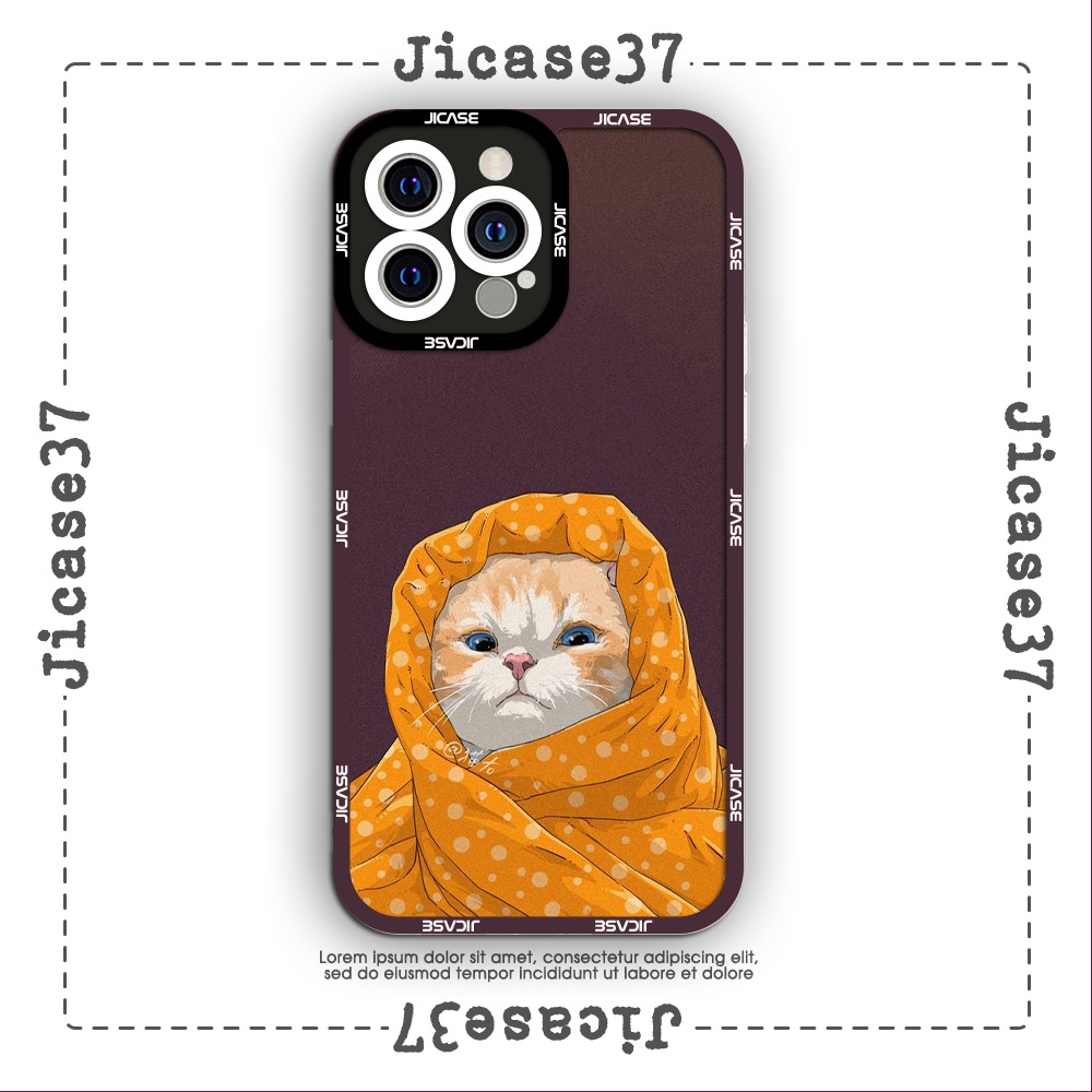 Ốp lưng iphone cạnh vuông Jicase Mèo trùm chăn cute 6plus/6s/6splus/7/7plus/8/8plus/x/xs/11/12/pro/max/plus/promax