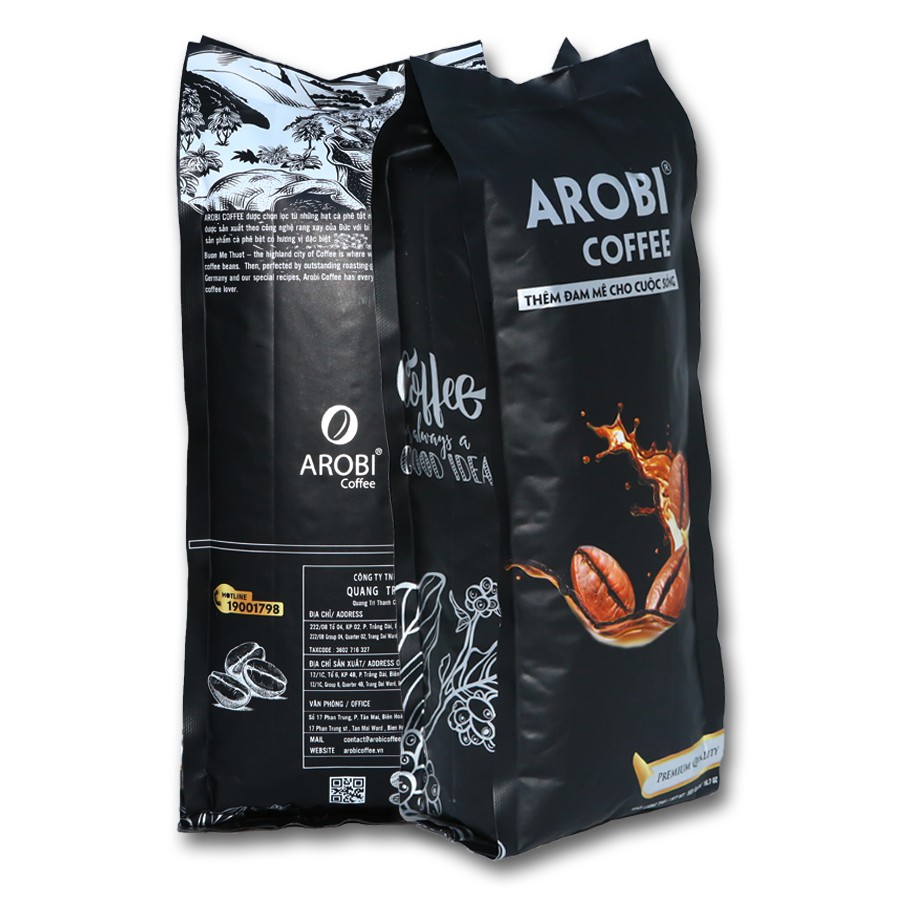 [GIẢM GIÁ TRỰC TIẾP]Cà phê nguyên chất 100% dạng bột pha phin Arobi Coffee 1kg  - Combo 2 bịch 500gr