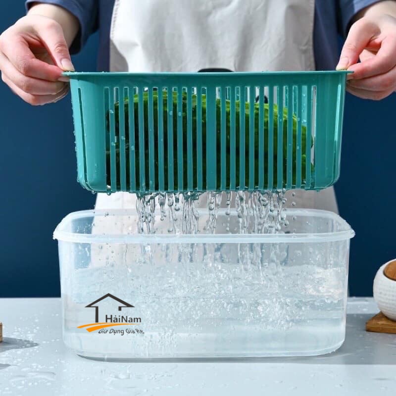 (HÀNG LOẠI 1) Set 5 Chậu Kèm Rổ Có Nắp Đựng Đồ Tủ Lạnh Siêu Tiện Lợi 5.0
