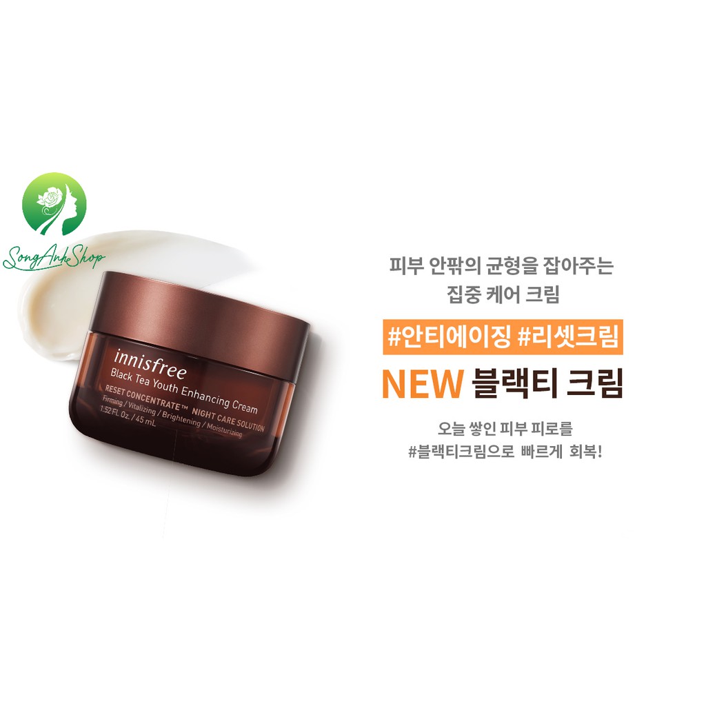 Kem dưỡng trà đen lên men chống lão hóa Innisfree Black Tea Youth Enhancing Cream 45mL