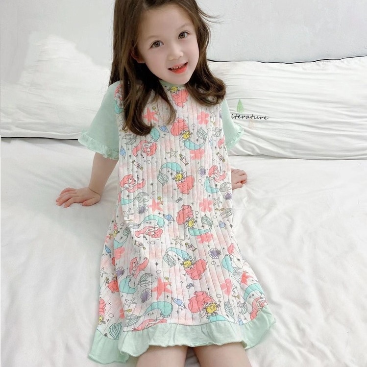 Đầm Ngủ Mùa Hè Vải Mỏng Thoáng Khí In Họa Tiết Hoạt Hình Dễ Thương Thoải Mái Phong Cách Phương Tây Cho Bé Gái 2022