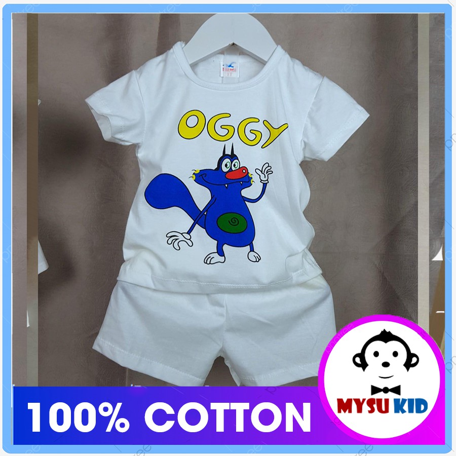 Đồ bộ bé trai bé gái ngắn tay màu trắng thun cotton 100%